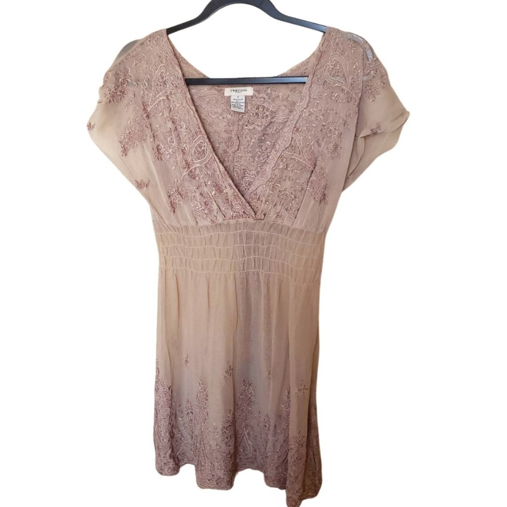 Vertigo Paris Embroidered Sheer V‑Neck Top | Size M - Picture 6 of 9
